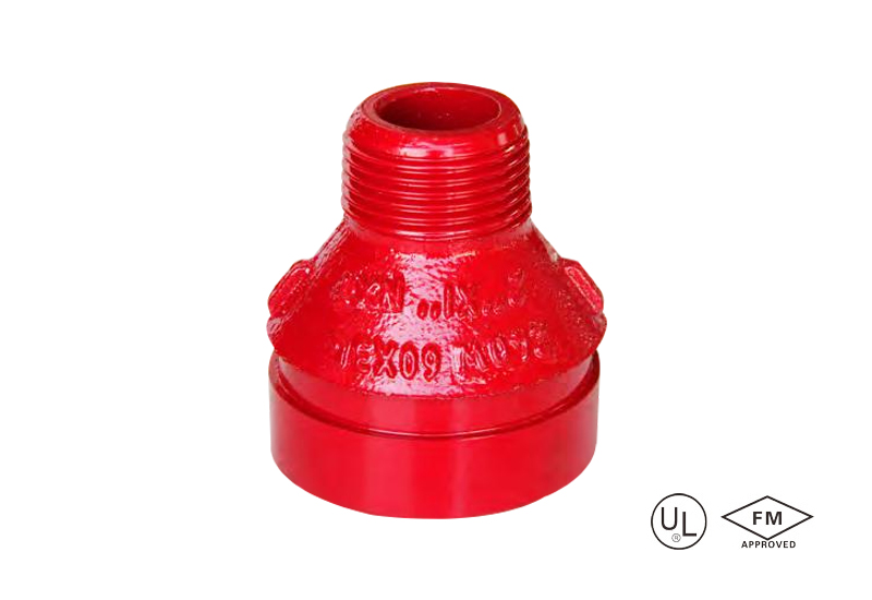 grooved concentric reducer with male threaded outlet