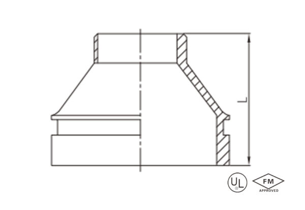 grooved concentric reducer with male threaded outlet