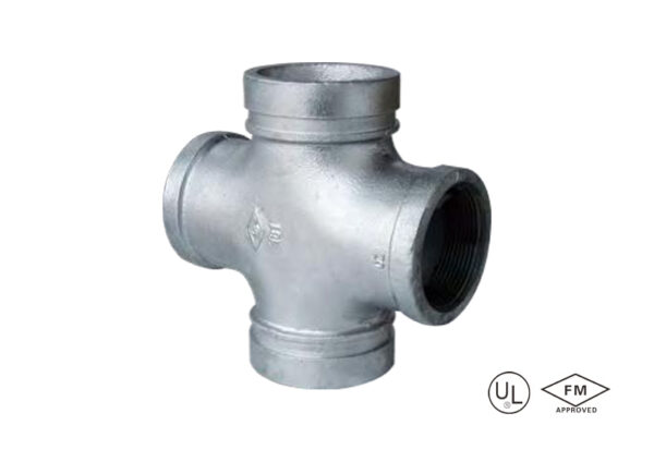 grooved reducing cross with female threaded branch