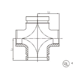 grooved reducing cross with female threaded branch