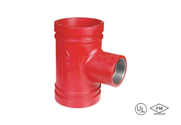 grooved reducing tee with female threaded branch