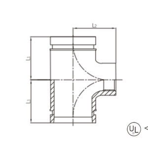 grooved reducing tee with female threaded branch