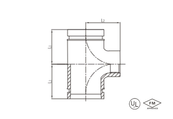 grooved reducing tee with female threaded branch