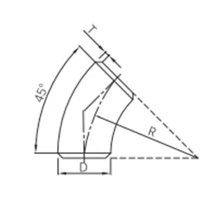 butt weld 45° elbow (long radius)
