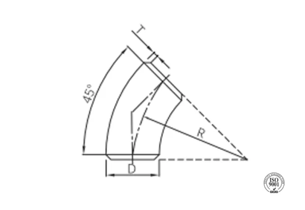 butt weld 45° elbow (long radius)