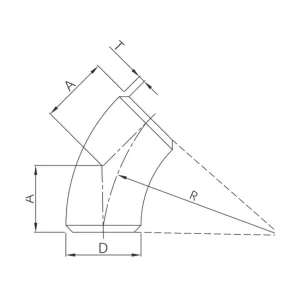 butt weld 45° elbow (long radius)