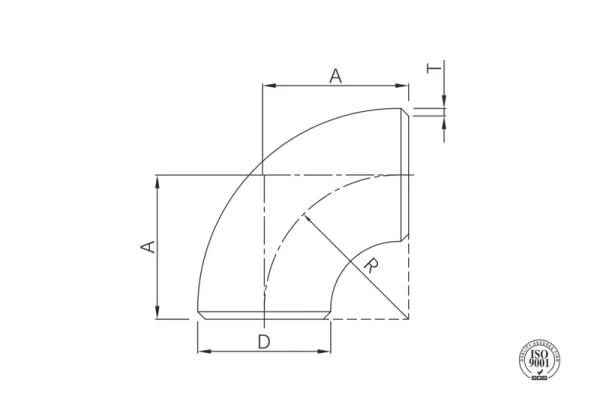 butt weld 90° elbow (long radius)