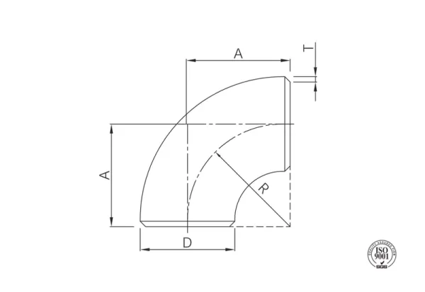 butt weld 90° elbow (short radius)