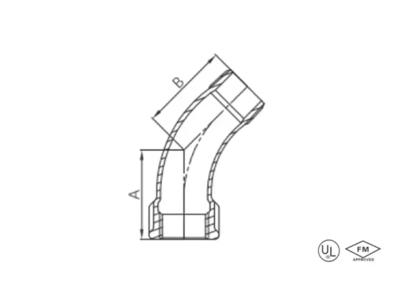 malleable cast iron 45° long sweep bend (copy)