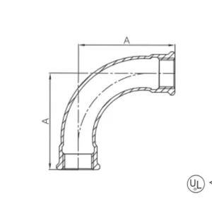 malleable cast iron 90° long sweep bend