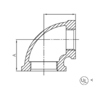 malleable cast iron 90° reducing elbow