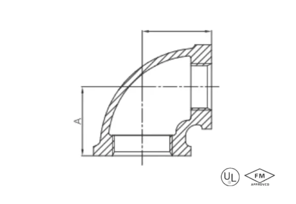 malleable cast iron 90° reducing elbow