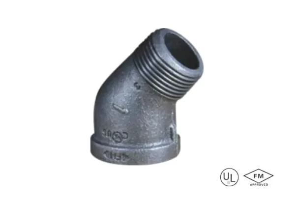 malleable cast iron male and female 45° elbow