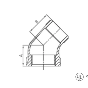 malleable cast iron male and female 45° elbow