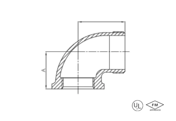 malleable cast iron male and female 90° elbow