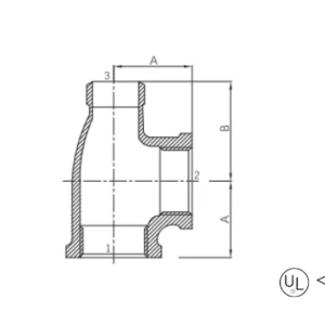 malleable cast iron reducing service tee