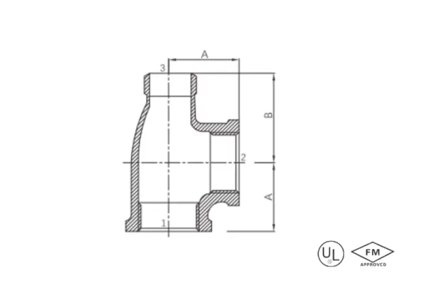 malleable cast iron reducing service tee