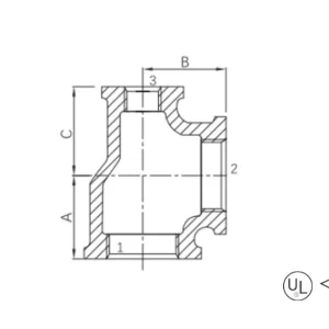 malleable cast iron reducing tee (equal minor run and branch) (copy)