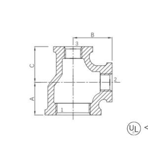 malleable cast iron reducing tee (equal major run and branch) (copy)