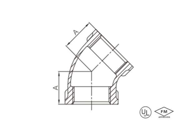 malleable iron 45° straight elbow