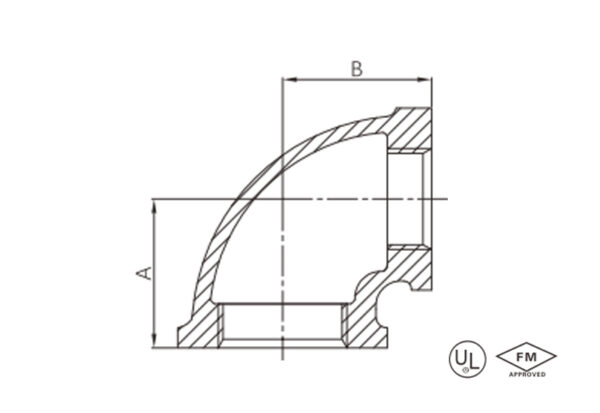 malleable iron 90° reducing elbow