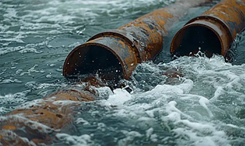 corroded offshore pipes in water