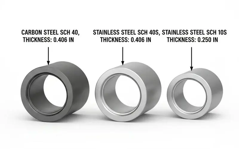 sch 40 vs sch 40s vs sch 10s wall thickness comparison.