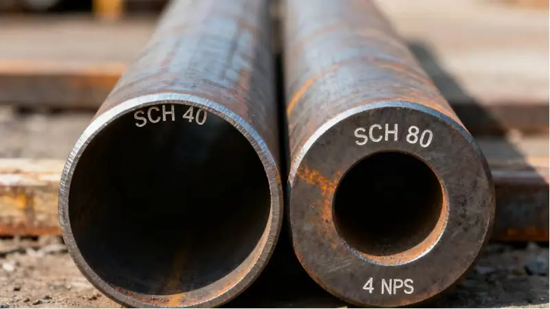 comparison diagram of sch 40 and sch 80 industrial steel pipes