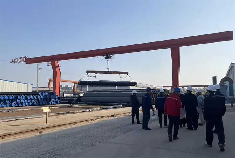 australian client factory audit coated pipe yard.