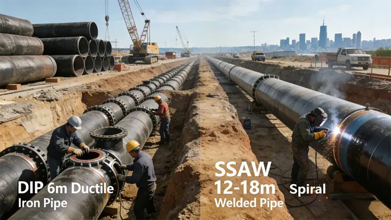 أنابيب الصلب المنشار مقابل أنابيب حديد الدكتايل الخيار الأفضل لنقل المياه