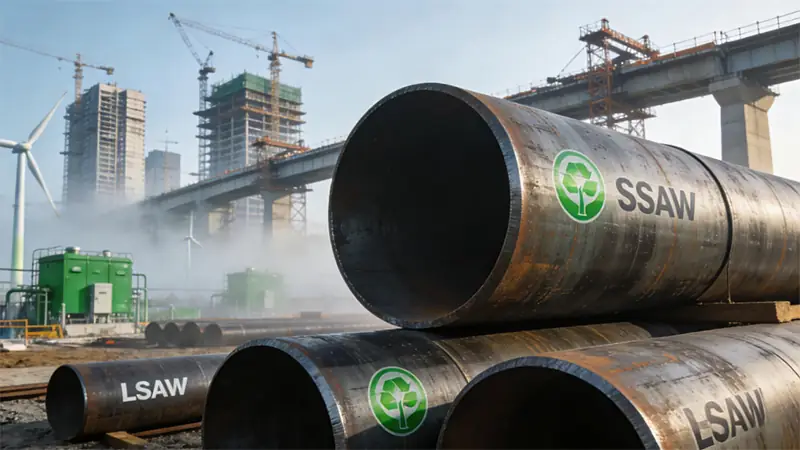 construction site ssaw and lsaw steel pipe stockpile image