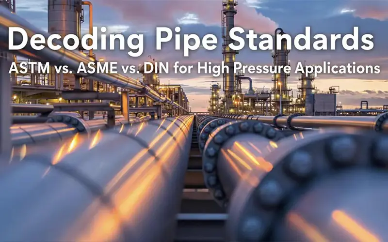 In the complex ecosystem of industrial piping, engineers and procurement managers often face a “Tower of Babel” situation. A project in Houston might reference ASME codes, the imported machinery from Germany specifies DIN standards, and the available stock in the warehouse is marked with ASTM specifications. For high-pressure applications—such as oil refineries, power generation boilers, and chemical processing plants—this confusion is not just a headache; it is a safety risk. Mistaking a dimension standard for a material standard, or selecting a pipe with insufficient yield strength, can lead to catastrophic failures under pressure. This comprehensive guide is designed to be your ultimate reference tool. We will decode the “Alphabet Soup” of international pipe standards, explain the critical differences between ASTM, ASME, and DIN, and provide a detailed cross-reference table to help you select the right materials for your high-pressure projects. The “Big Three” Explained Before diving into grades and numbers, we must clarify the fundamental roles of the three major organizations governing the steel pipe industry. They are not competitors; they are distinct layers of the safety ecosystem. 1. ASTM (American Society for Testing and Materials) The “Recipe Book” ASTM standards define the Material. They tell you “what the pipe is made of.” •Scope: Chemical composition (how much Carbon, Manganese, Silicon), mechanical properties (Tensile strength, Yield strength), and manufacturing methods (Seamless vs. Welded). •Key Standard: ASTM A106 is the bible for high-temperature seamless carbon steel pipe. 2. ASME (American Society of Mechanical Engineers) The “Rule Book” ASME codes define the Application. They tell you “how to use the pipe safely.” •Scope: Design rules, safety factors, installation guidelines, and pressure limits. ASME codes often adopt ASTM materials. When an ASTM material is approved for pressure vessel use by ASME, it gets an “S” prefix (e.g., ASTM A106 becomes ASME SA106). •Key Standard: ASME B31.3 (Process Piping) dictates the wall thickness required for a specific pressure and temperature. 3. DIN (Deutsches Institut für Normung) / EN (European Norms) The “European Standard” DIN is the historic German standard, famous for its precision. However, in the last two decades, Europe has unified under EN (Euronorm) standards. •The Confusion: Many legacy blueprints and replacement parts still explicitly request old DIN numbers (like DIN 17175). Finding a modern equivalent requires understanding the DIN-to-EN transition. Deep Dive into High-Pressure Material Standards For high-pressure applications, generic “water pipe” standards (like ASTM A53) are insufficient. The industry relies on specific “Killed Carbon Steel” grades. ASTM A106: The Industry Workhorse ASTM A106 Grade B is the default choice for high-temperature, high-pressure service. •Manufacturing: It must be Seamless (SMLS). •Chemistry: It is “Killed Steel,” meaning it has been deoxidized with Silicon (min 0.10%) to ensure a uniform grain structure and prevent trapped gases. This makes it superior to A53 for high-stress environments. •Temperature: It can handle temperatures up to 750°F (400°C) without losing significant strength. DIN 17175: The German Legend Before the EN standards took over, DIN 17175 was the gold standard for seamless tubes of heat-resistant steels. •St35.8 vs. St45.8: These were the most common grades. “St” stands for Stahl (Steel), and the number represents the minimum tensile strength (in kg/mm²). •The Modern Replacement: Today, if you see DIN 17175 on a drawing, you should likely be buying EN 10216-2, specifically grade P235GH or P265GH. The Engineer’s Cheat Sheet (Cross-Reference Table) Note: While these materials are functionally equivalent for most applications, always verify specific chemical limits with your project engineer. High-Pressure Carbon Steel Equivalents Feature ASTM (USA) DIN (German Legacy) EN (European Modern) Standard Name ASTM A106 DIN 17175 EN 10216-2 Material Type Seamless Carbon Steel Seamless Heat-Resistant Steel Seamless Steel for Pressure Grade (Medium Strength) Grade B St45.8 P265GH Yield Strength (min) 240 MPa (35,000 psi) 255 MPa 265 MPa Tensile Strength 415 - 585 MPa 410 - 530 MPa 410 - 570 MPa Carbon Content (max) 0.30% 0.21% 0.20% Typical Use Refineries, Boilers Power Plants (Legacy) EU Pressure Vessels High-Pressure Alloy Steel Equivalents (High Temp) When temperatures exceed 400°C, carbon steel creeps and fails. We switch to Chrome-Moly alloy steels. Common Name ASTM / ASME DIN Equivalent EN Equivalent 1-1/4 Chrome ASTM A335 P11 DIN 17175 13CrMo44 EN 10216-2 13CrMo4-5 2-1/4 Chrome ASTM A335 P22 DIN 17175 10CrMo910 EN 10216-2 10CrMo9-10 9 Chrome (P91) ASTM A335 P91 X10CrMoVNb9-1 EN 10216-2 X10CrMoVNb9-1 Critical Technical Differences While the tables above show “equivalents,” they are not “identical.” Here are the subtle differences that rigorous engineers need to know. 1. Dimensional Tolerances •ASTM: Tends to be slightly more lenient on wall thickness variations. For example, A106 allows a wall thickness tolerance of -12.5%. •DIN/EN: Generally stricter. EN 10216-2 often requires tighter tolerances, which is why European pipes are sometimes preferred for precision automated welding systems. 2. Testing Requirements (NDT) High pressure means high risk, so testing is non-negotiable. •Hydrostatic Test: Both ASTM and EN standards require every single pipe to be tested with water pressure to ensure no leaks. •Nondestructive Electric Test (NDT): ASTM A106 allows NDT (like Eddy Current or Ultrasonic) as an alternative to the Hydrostatic test. However, for critical applications (like API 5L PSL2 pipelines) in oil and gas, Ultrasonic Testing (UT) is often mandatory to detect internal laminations. 3. Impact Testing (Toughness) •ASTM A106: Does not require Charpy V-Notch impact testing by default (unless specifically ordered). •EN 10216-2: The “GH” in P265GH indicates that the material is designed for elevated temperatures, but European standards generally place a higher emphasis on impact toughness values at standard temperatures compared to basic ASTM specs. Application Guide - Which Standard Should You Choose? Scenario A: The Oil & Gas Refinery Standard: ASME B31.3 / ASTM A106 The global oil and gas industry is dominated by American standards. If you are building a refinery in Saudi Arabia, Singapore, or Brazil, the design is almost certainly based on ASME B31.3. You need ASTM A106 Grade B or API 5L pipes. Scenario B: The Power Plant Boiler Standard: ASME B31.1 / ASTM A335 High-pressure steam lines operate at extreme temperatures. Here, ASTM A335 P11 or P22 (Chrome-Moly) is the standard. If it’s a European-designed plant, look for EN 10216-2 13CrMo4-5. Scenario C: Replacing a Pipe in an Old Machine Standard: DIN / EN If you are maintaining a German-built hydraulic press from the 1990s, the manual will call for DIN 1629 or DIN 17175. Do not panic if you can’t find “DIN” pipes. Order the EN 10216 equivalent, which is physically and chemically compatible. Conclusion Navigating the maze of pipe standards doesn’t have to be a guessing game. The key takeaway is to distinguish between the Design Code (ASME - The Rules) and the Material Standard (ASTM/DIN - The Product). •ASTM A106 is your go-to for standard high-temperature pressure. •ASTM A335 is your shield against extreme heat. •EN 10216-2 is the modern European successor to the legendary DIN 17175. Still unsure which specification matches your project requirements? At Allland Steel, we specialize in bridging the gap between international standards. We supply high-pressure seamless pipes that can be dual-certified or customized to meet strict project specs. •Need ASTM A106 with specific impact tests? We can do it. •Need to replace a DIN specification? We have the conversion data. Contact Allland Steel’s Engineering Team today for a technical consultation and a fast quote on your high-pressure piping needs.