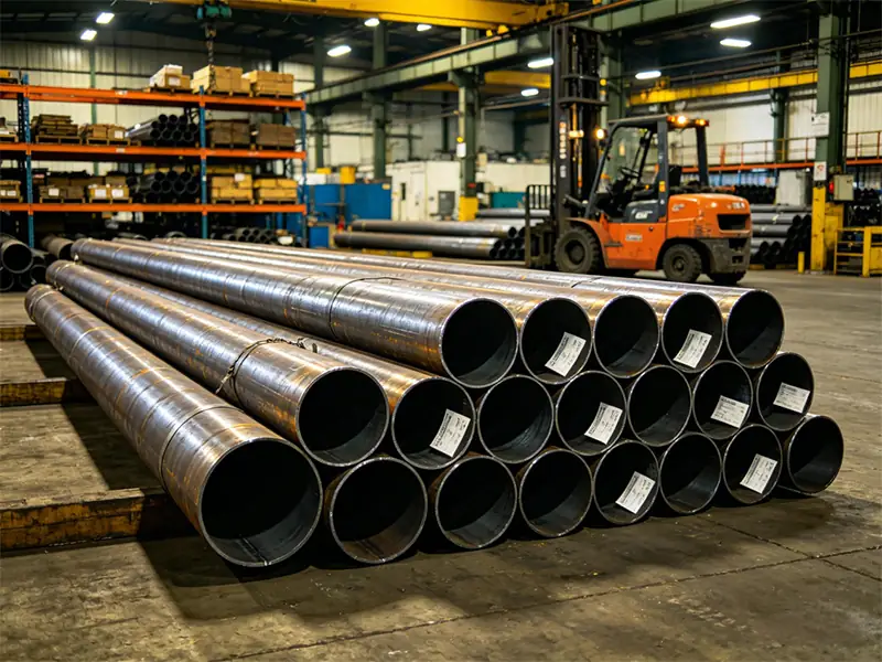 industrial steel pipe stock in warehouse