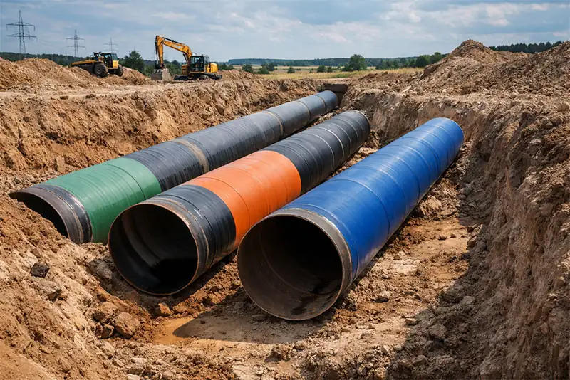 ssaw water pipeline 3lpe 3lpp fbe coated steel pipes installation