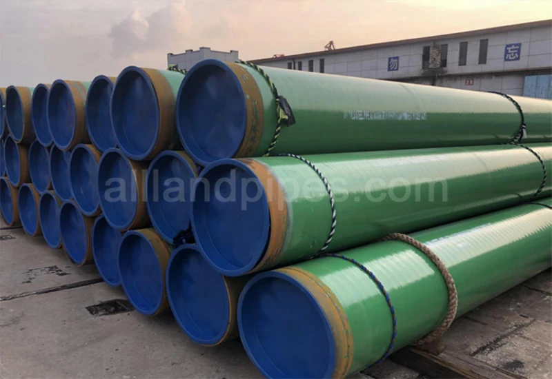 green custom color 3lpp coated steel pipe allland pipes stock yard