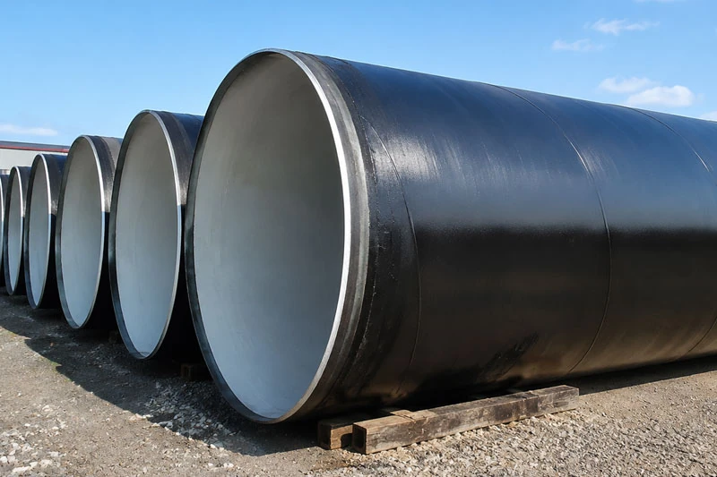 large diameter steel pipes with anti corrosion coating for oil and gas pipeline transportation projects.