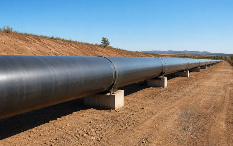 API 5L PSL2 sour service steel pipeline for high-pressure oil and gas transport with corrosion-resistant pipeline infrastructure in an onshore environment banner