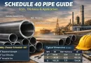 Schedule 40 pipe guide infographic showing wall thickness diagram and dimensions table for NPS 2, 4, and 6 pipes-banner