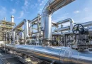 Industrial stainless steel pipe system with welded and seamless piping used in oil and gas, chemical processing, and water treatment facilities